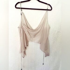 Zara Beige Draped Silk-Cami